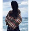 Cross-border scarf wholesale e-commerce live-streaming supply chain supply of shell-edge checkered triangular scarves Specification image